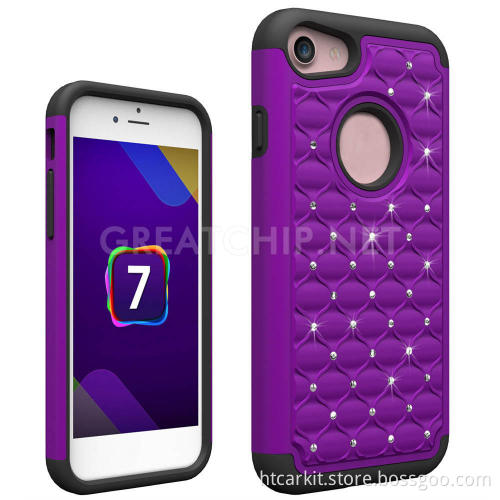 Bling Diamond PC+TPU Shockproof Hybrid Rugged Case for iphone 7